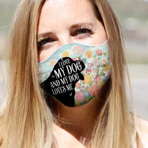 St. Bernard Silhouette I Love My Dog Floral EZ02 0206 Face Mask