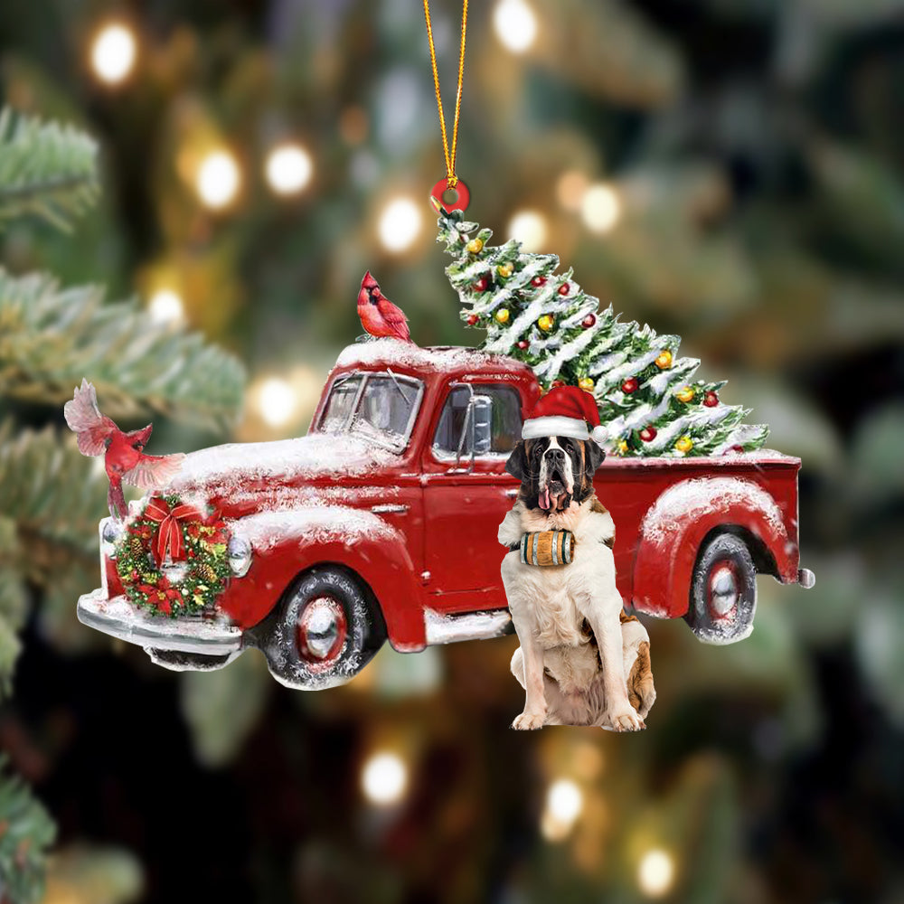 St Bernard-Cardinal & Truck Two Sided Ornament