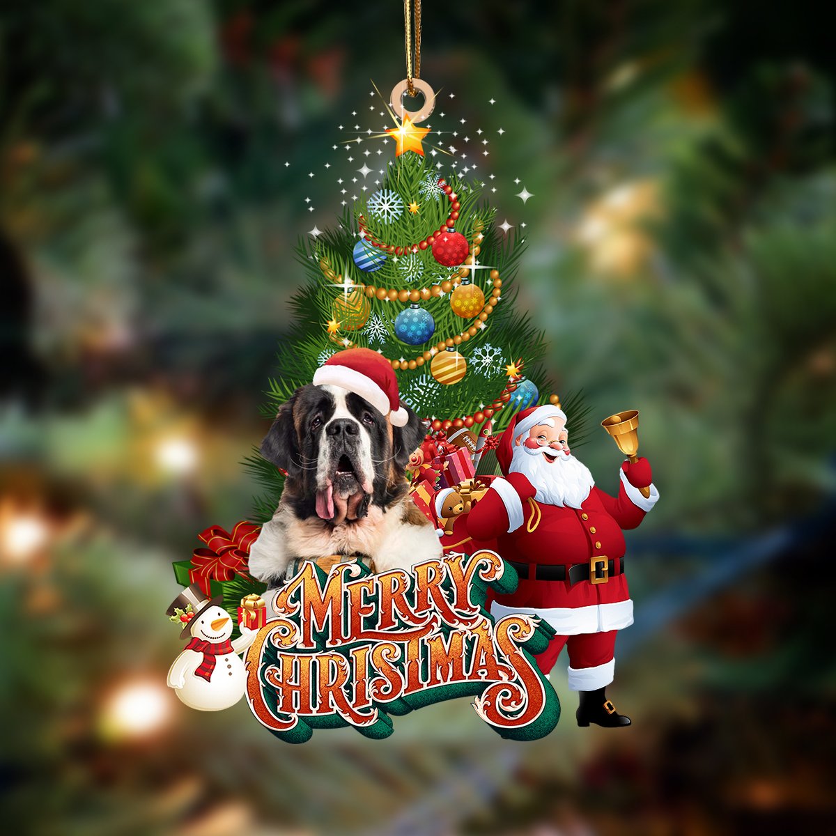 St Bernard-Christmas Tree&Dog Hanging Ornament