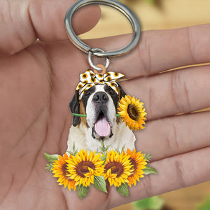 St Bernard-Dog Mom Keychain