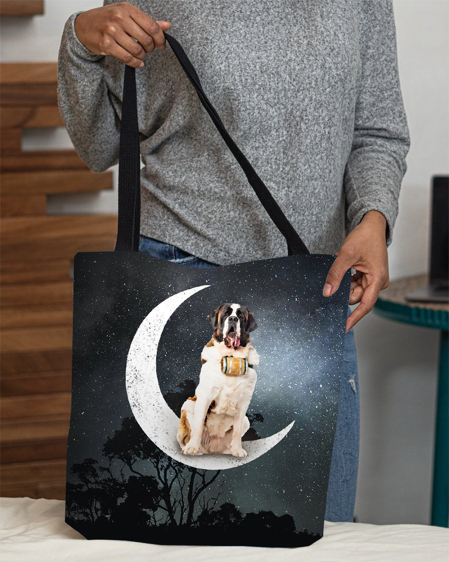 St Bernard-Sit On The Moon-Cloth Tote Bag