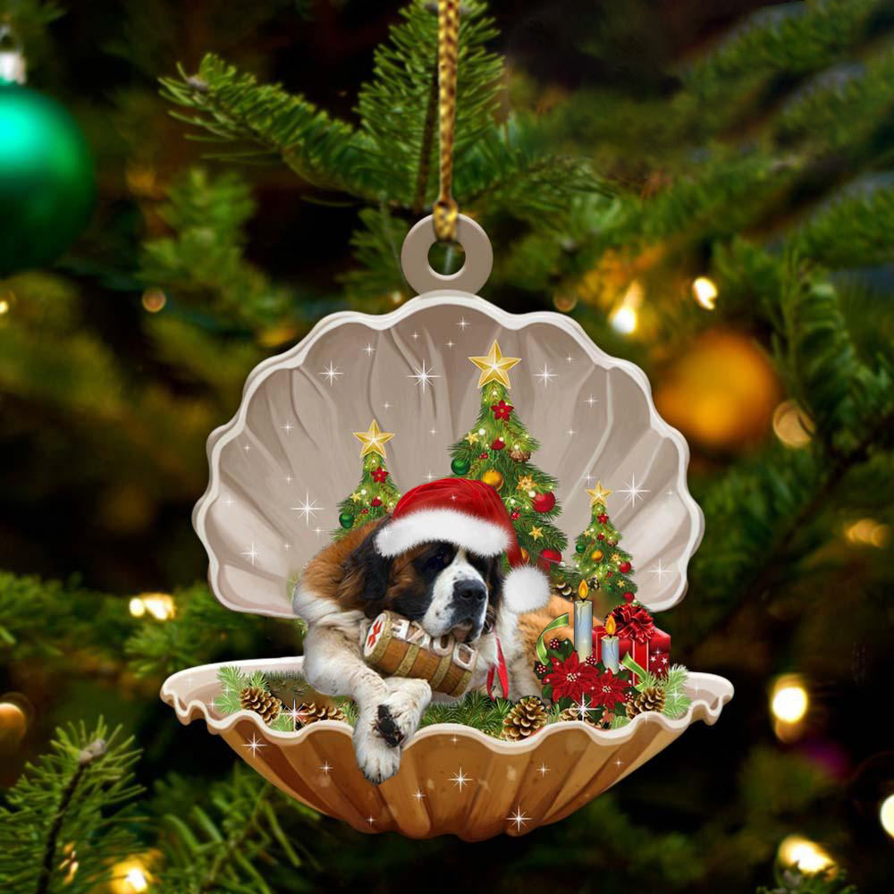 St Bernard-Sleeping Pearl in Christmas Two Sided Ornament