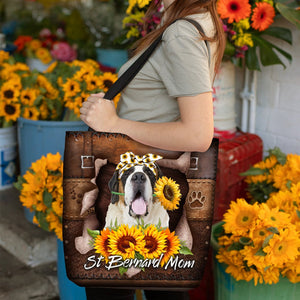 St Bernard-Sunflower&Dog Mom Cloth Tote Bag