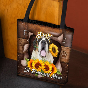 St Bernard-Sunflower&Dog Mom Cloth Tote Bag