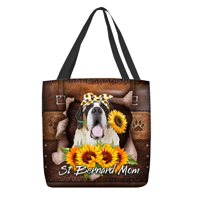 St Bernard-Sunflower&Dog Mom Cloth Tote Bag