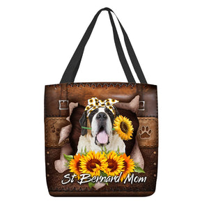 St Bernard-Sunflower&Dog Mom Cloth Tote Bag