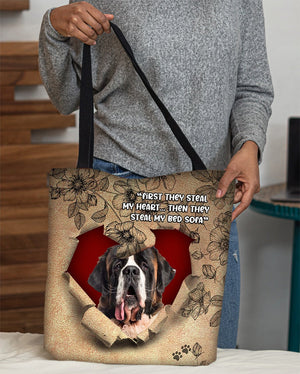 St Bernard-Torn Cloth Tote Bag