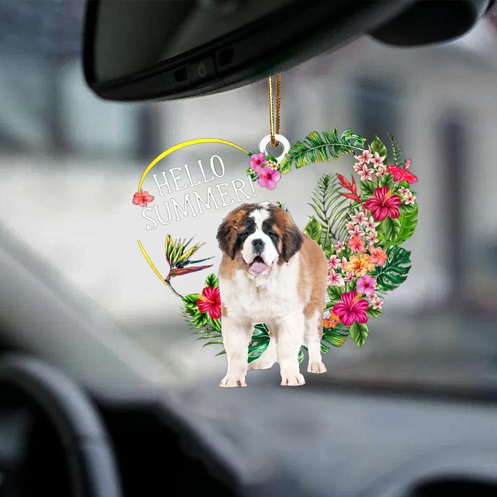 St Bernard 1-Hello Summer-Two Sided Ornament