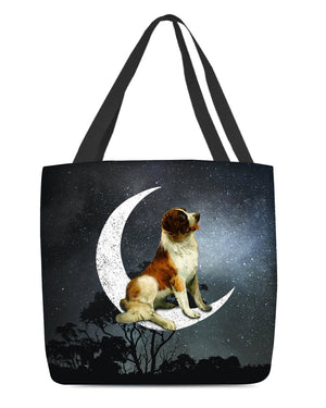 St Bernard1-Sit On The Moon-Cloth Tote Bag