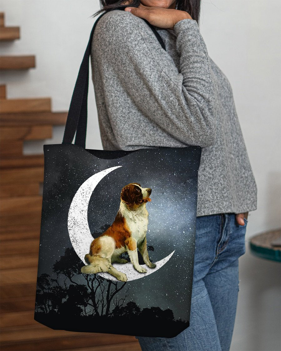 St Bernard1-Sit On The Moon-Cloth Tote Bag