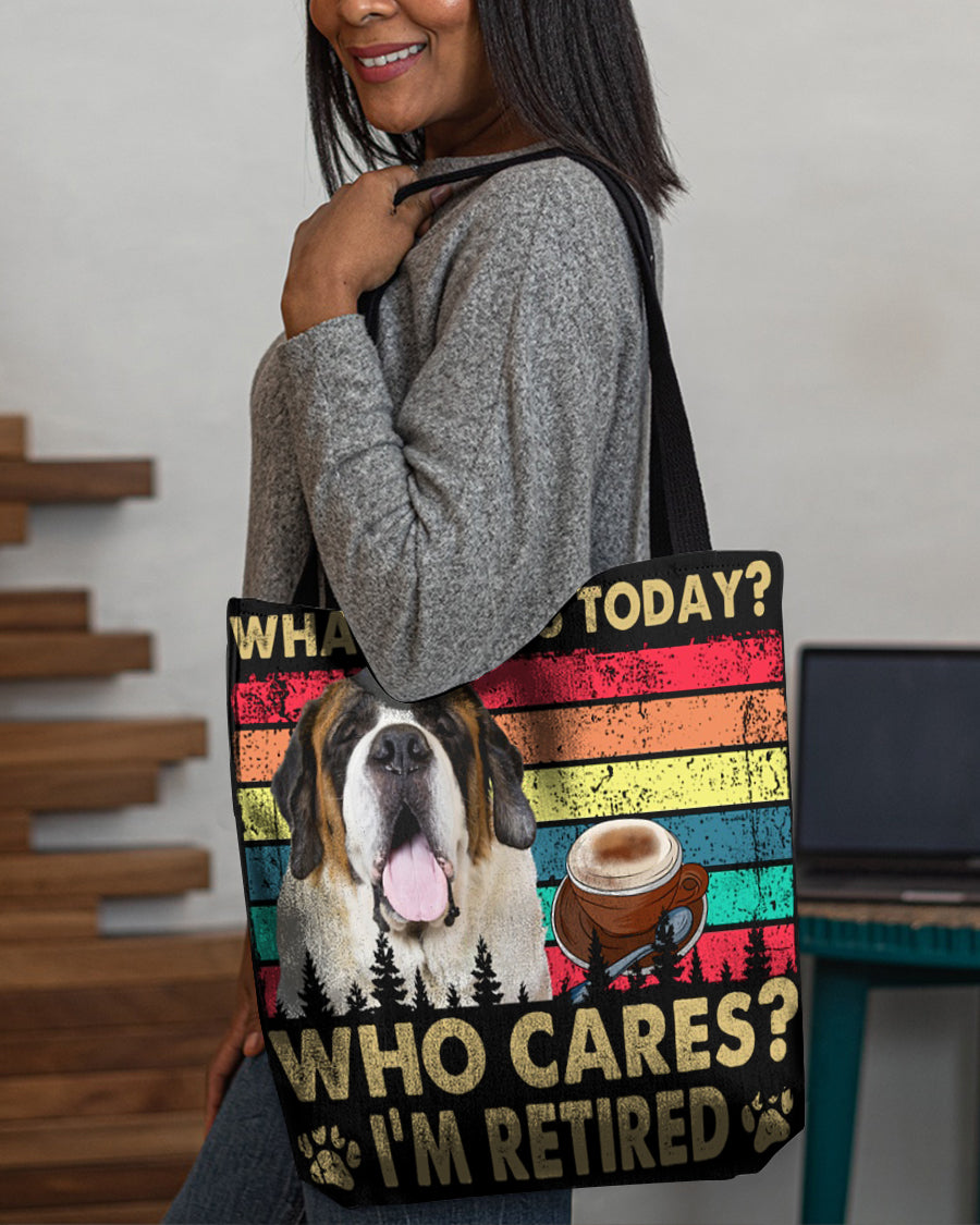 St Bernard Who Cares-Cloth Tote Bag