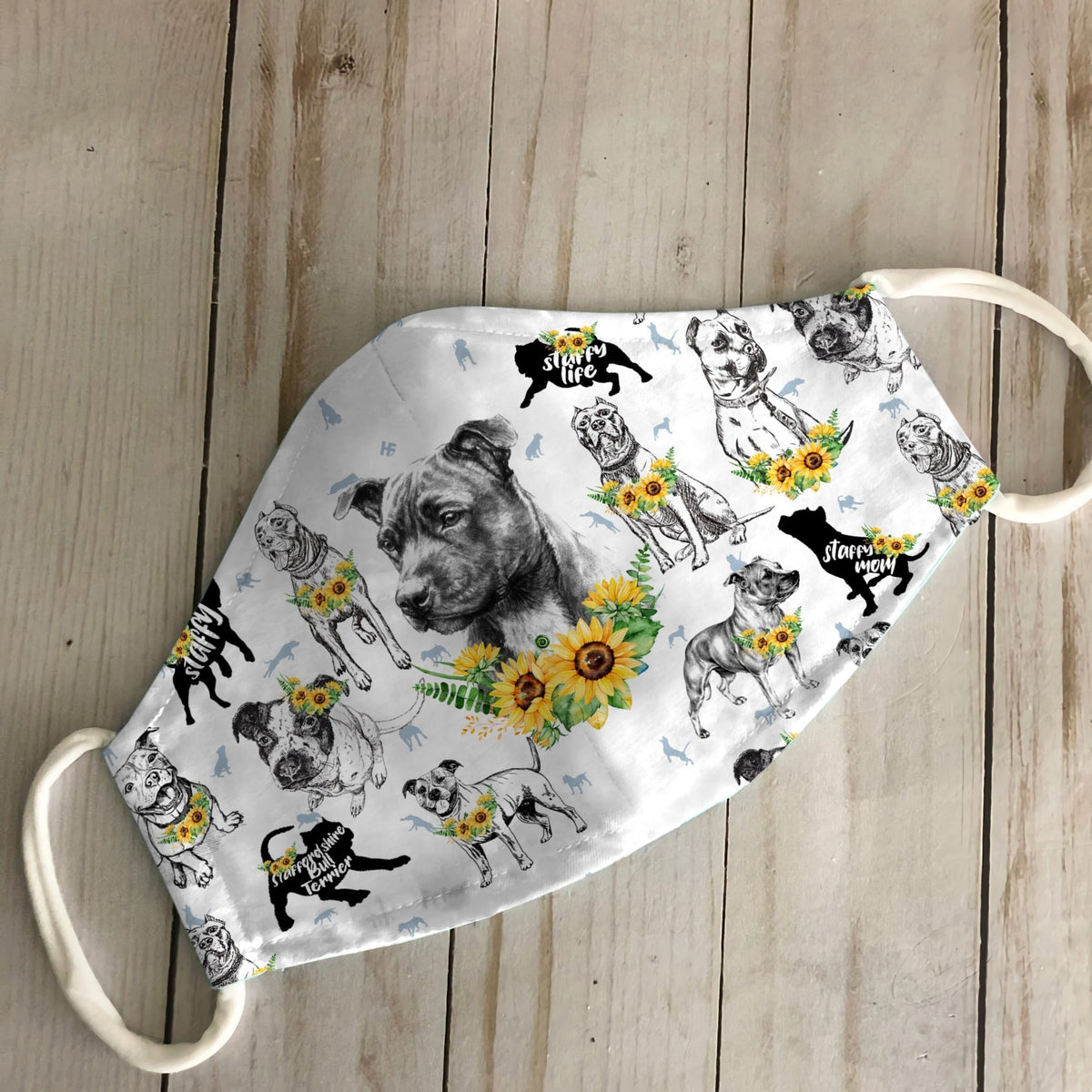 Staffordshire Bull Terrier Sunflower EZ07 2206 Face Mask