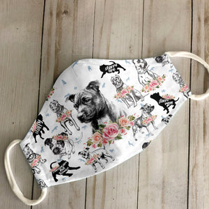 Staffordshire Bull Terrier Floral Vintage EZ07 1806 Face Mask