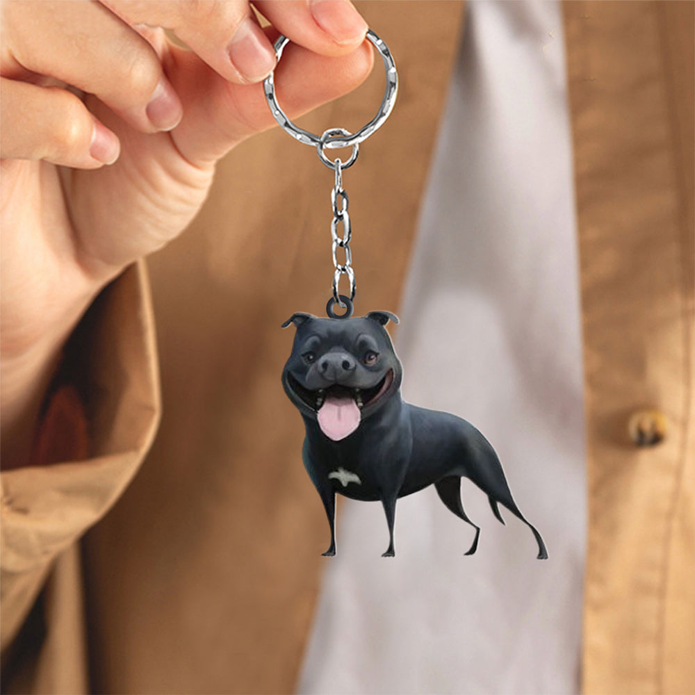 Staffordshire Bull Terrier-Look at me flat Acrylic Keychain