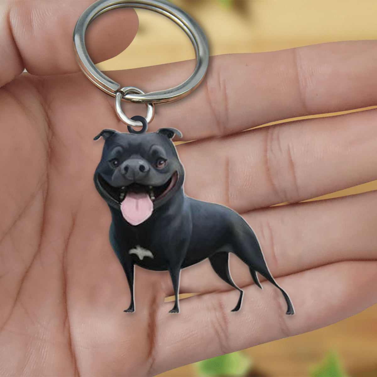 Staffordshire Bull Terrier-Look at me flat Acrylic Keychain