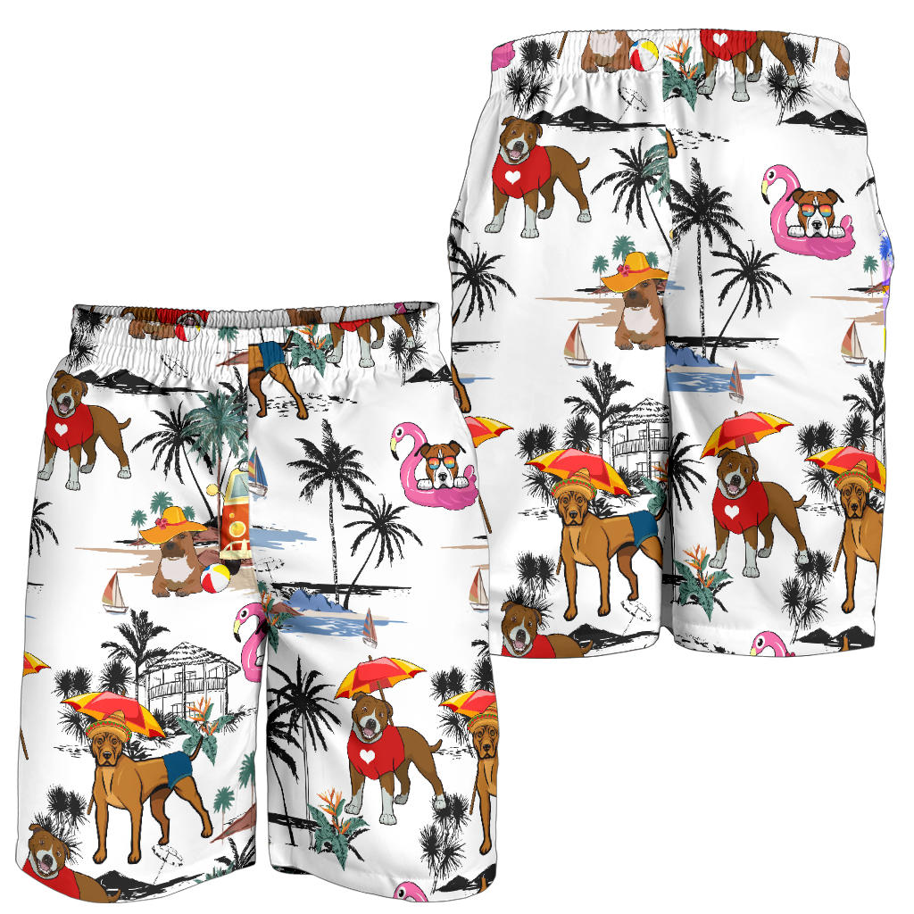 Staffordshire Bull Terrier-Summer Beach Mens Shorts