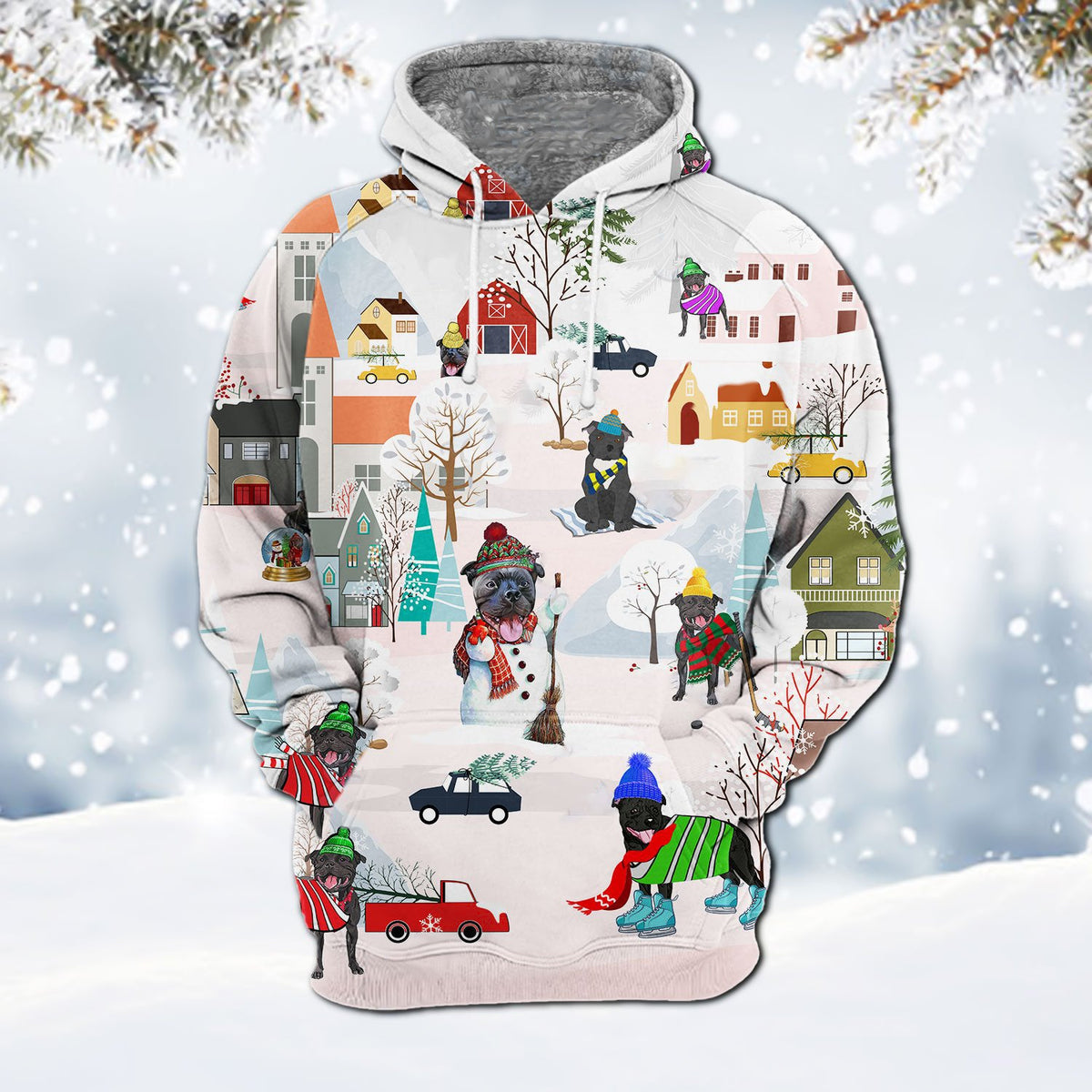 Staffordshire Bull Terrier-Winter Holiday Hoodie