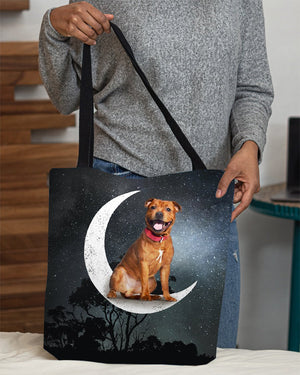 Staffordshire Bull Terrier 2-Sit On The Moon-Cloth Tote Bag