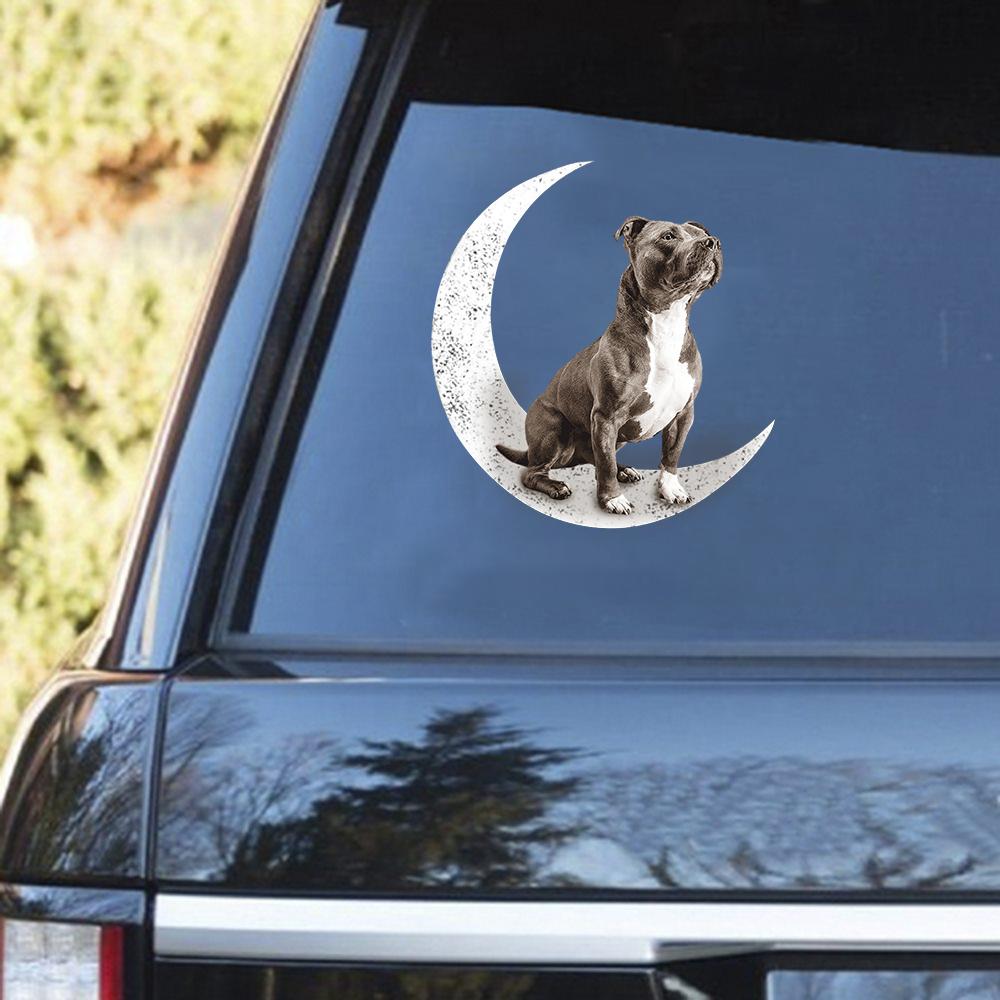 Staffordshire Bull Terrier 2-Sit On The Moon Decal