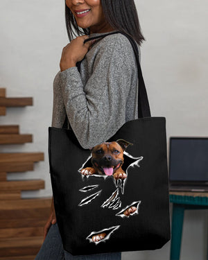 Cracks-Staffordshire Bull Terrier-Cloth Tote Bag