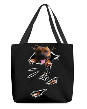 Cracks-Staffordshire Bull Terrier-Cloth Tote Bag