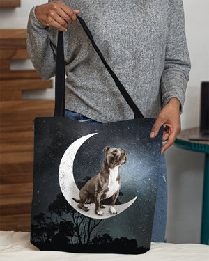 Staffordshire Bull Terrier (2)-Sit On The Moon-Cloth Tote Bag