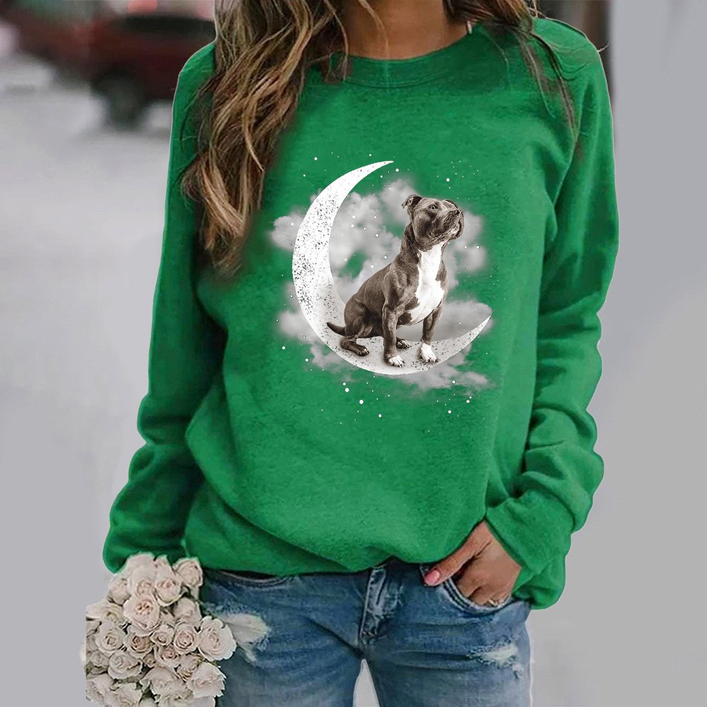Staffordshire Bull Terrier (2) -Sit On The Moon- Premium Sweatshirt