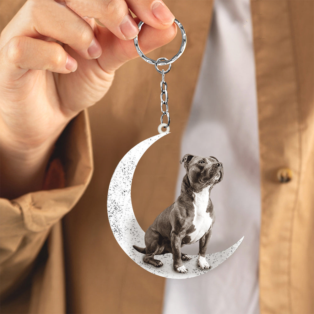 Staffordshire Bull Terrier (2)-Sit On The Moon Keychain