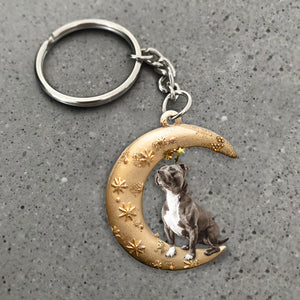 Staffordshire Bull Terrier (2) -Dog & Moon Flat Acrylic Keychain