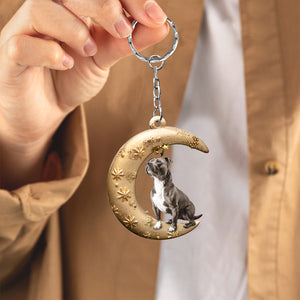 Staffordshire Bull Terrier (2) -Dog & Moon Flat Acrylic Keychain