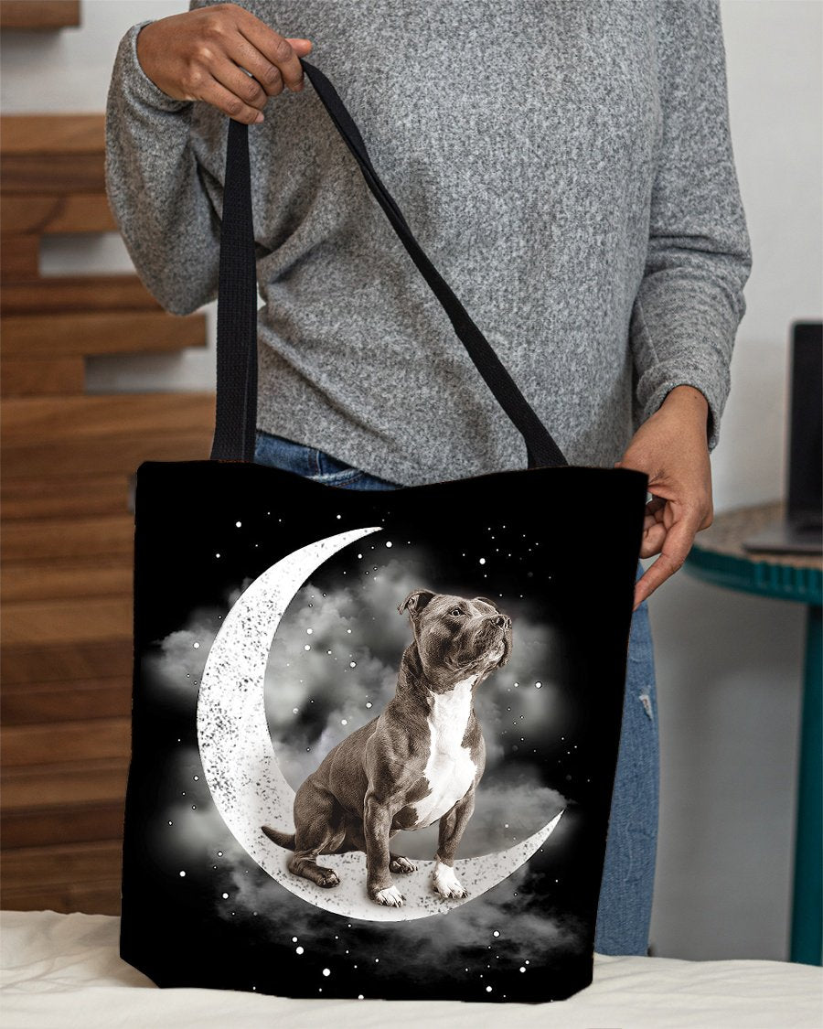 Staffordshire Bull Terrier (2) Sit On The Moon With Starts-Cloth Tote Bag
