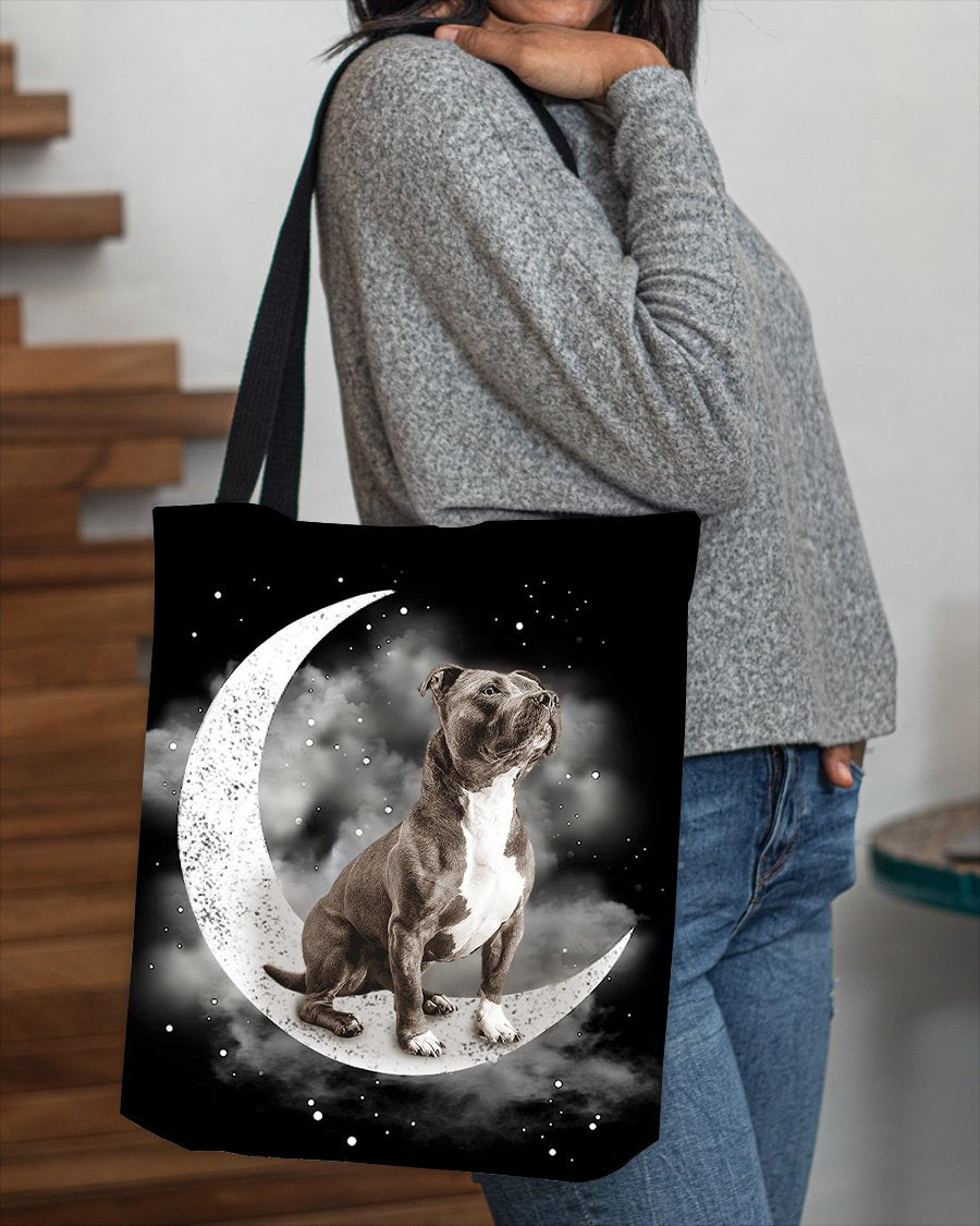 Staffordshire Bull Terrier (2) Sit On The Moon With Starts-Cloth Tote Bag