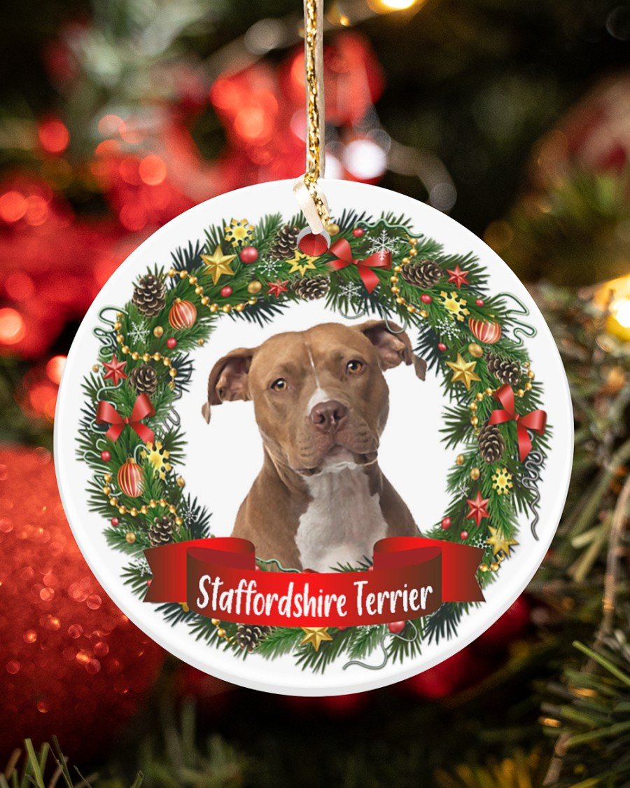 Staffordshire Terrier-Noel Circle-Two Sided Ornament