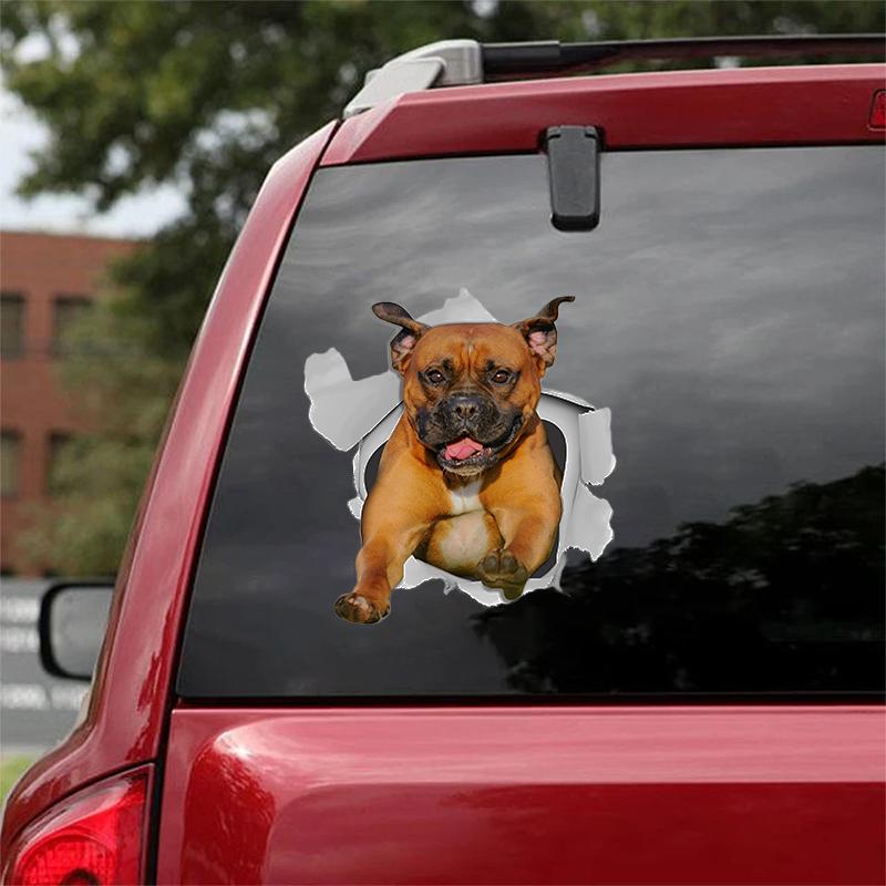 Cute Sstaffordshire Terrier CRACK CAR STICKER