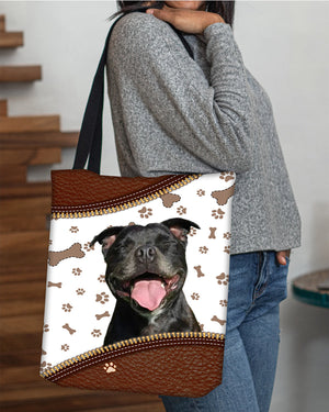 Staffordshire bull terrie-Zipper Texture-Cloth Tote Bag