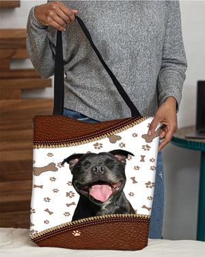 Staffordshire bull terrie-Zipper Texture-Cloth Tote Bag