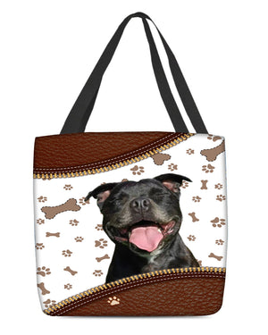 Staffordshire bull terrie-Zipper Texture-Cloth Tote Bag