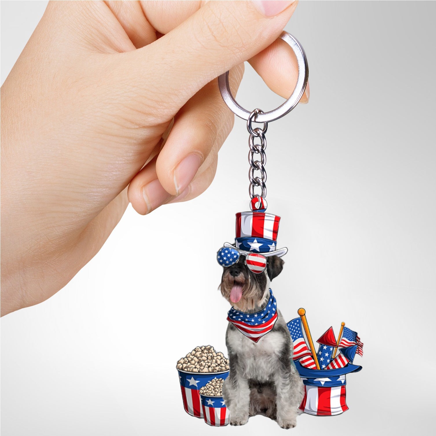 Standard Schnauzer-July Stuff Flat Acrylic Keychain