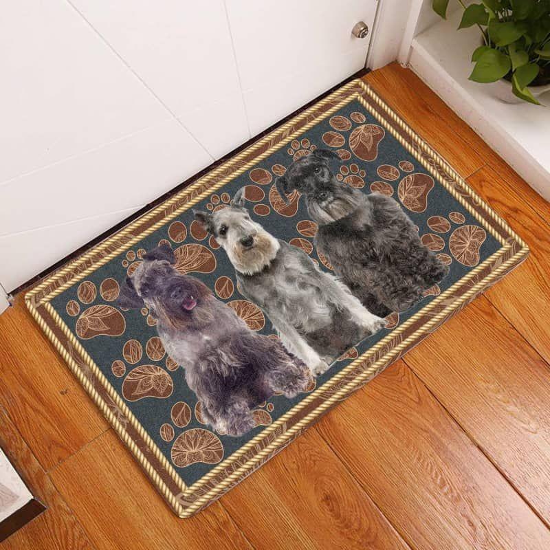 Standard Schnauzer-Flower Paw Doormat