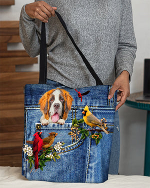 St bernard-Cardinal & Dog Cloth Tote Bag