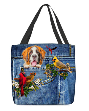 St bernard-Cardinal & Dog Cloth Tote Bag