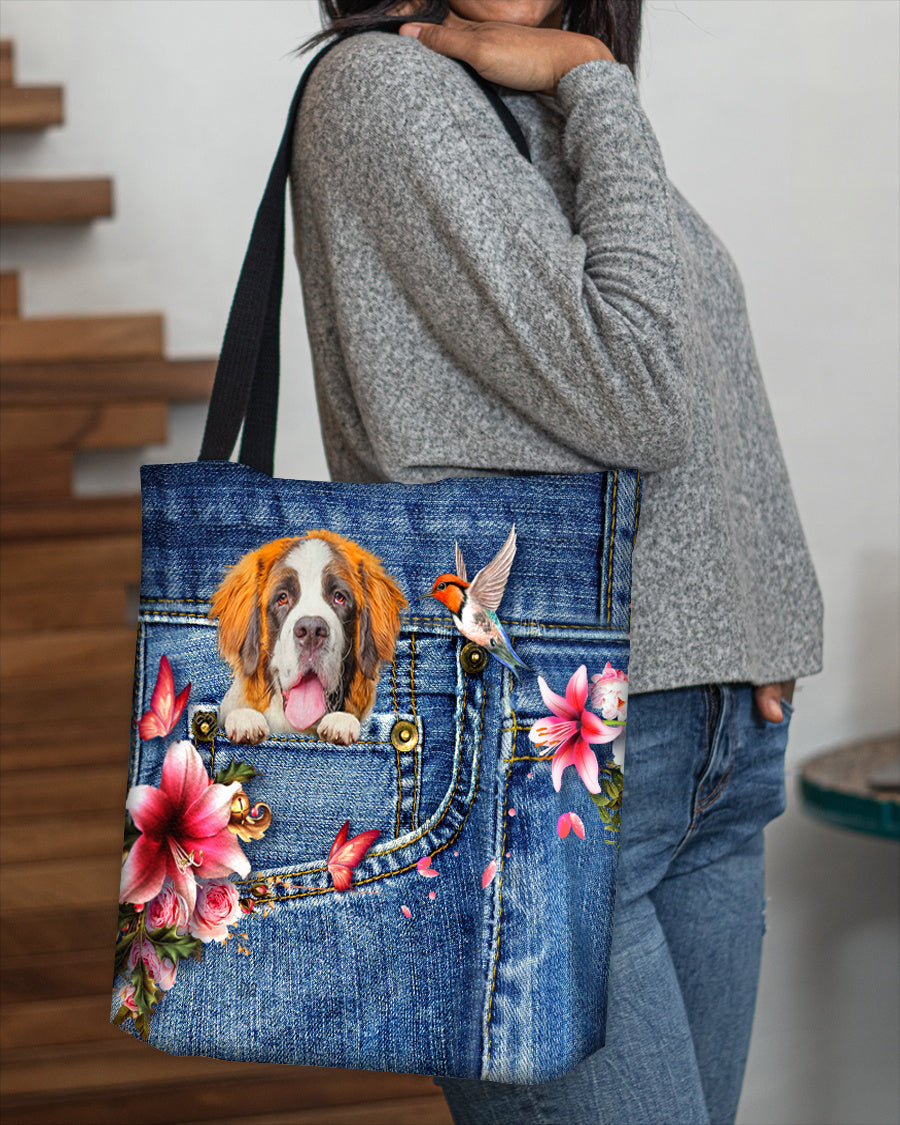 St bernard-Lily Cloth Tote Bag