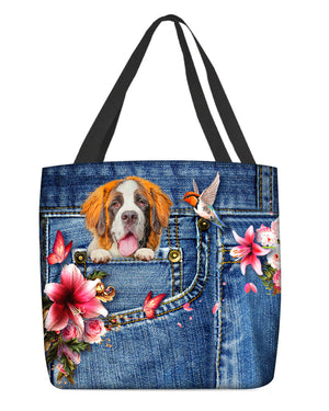 St bernard-Lily Cloth Tote Bag