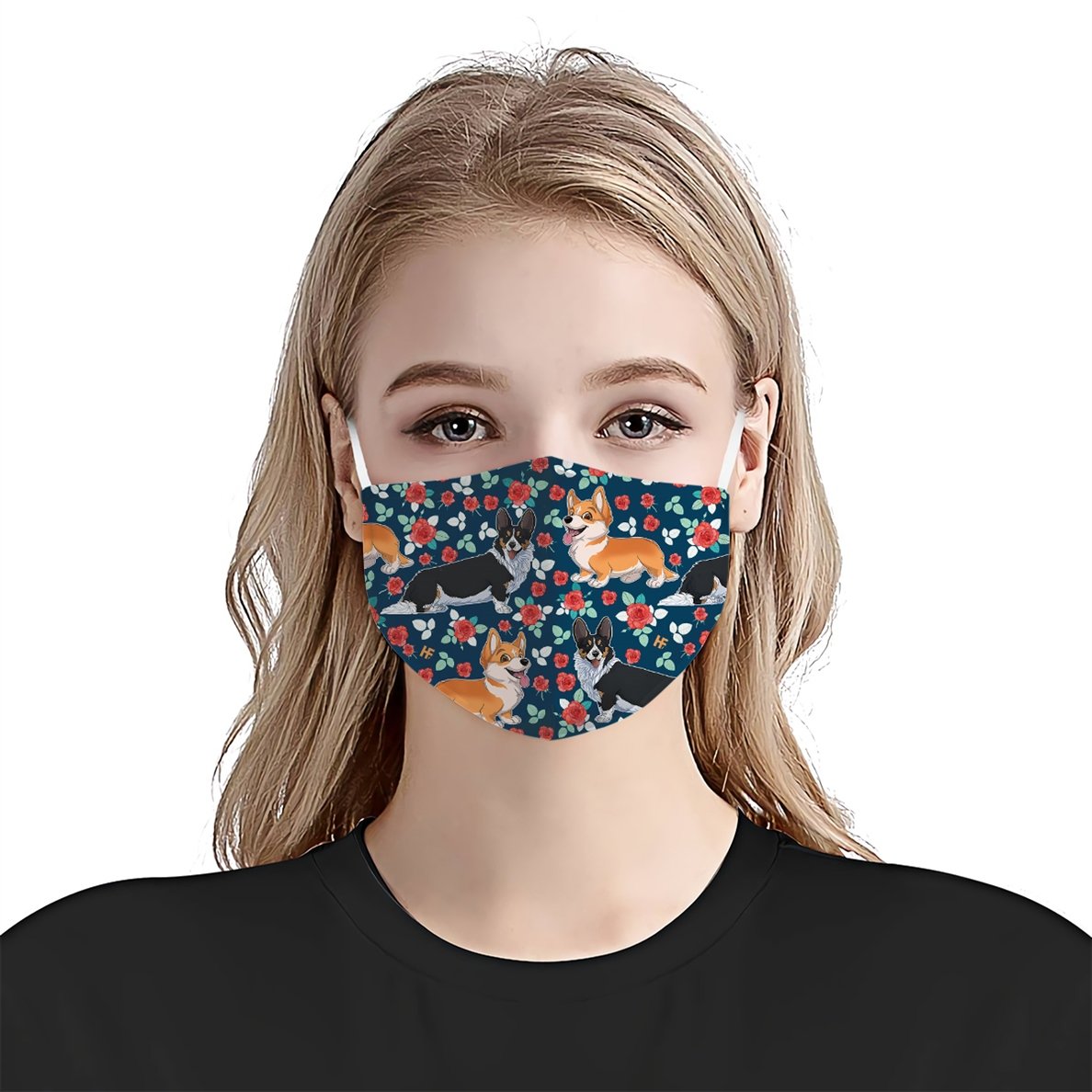 Super Cute Corgi Floral EZ16 2306 Face Mask