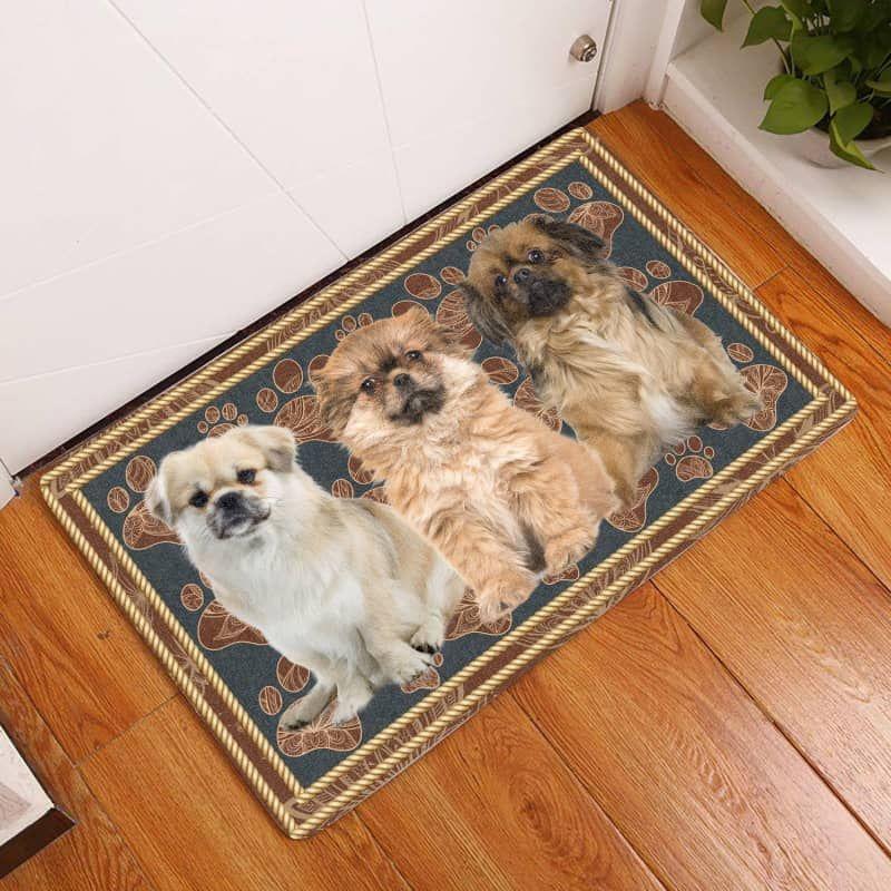 Tibetan Spaniel-Flower Paw Doormat