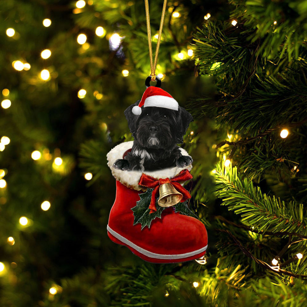 Tibetan Terrier Black-1-In Santa Boot Christmas-Two Sided Ornament