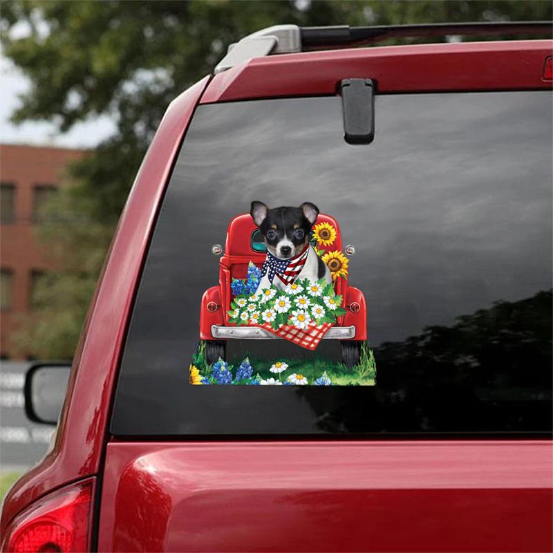 Flower Car Sticker-Toy Fox Terrier