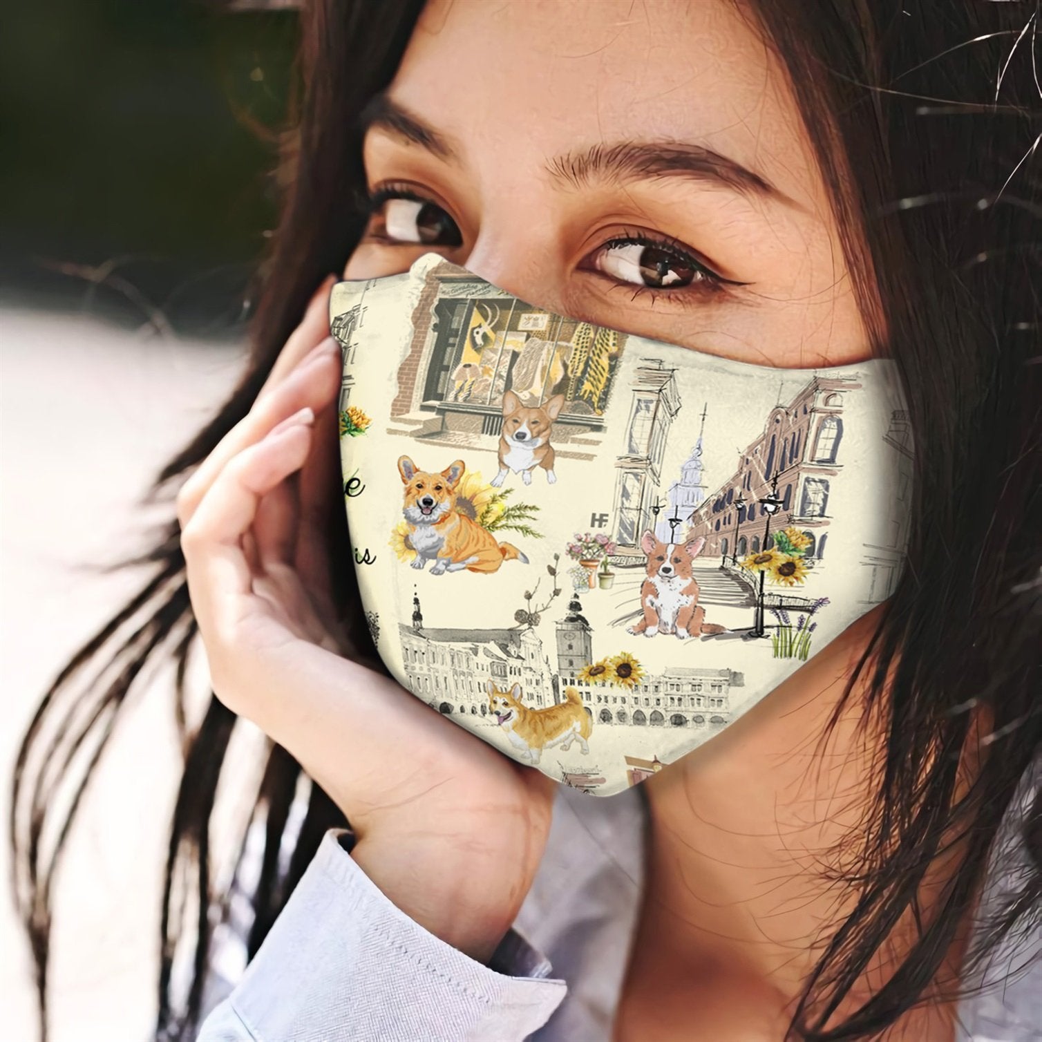 Urban, Sunflower And Corgi EZ07 2207 Face Mask