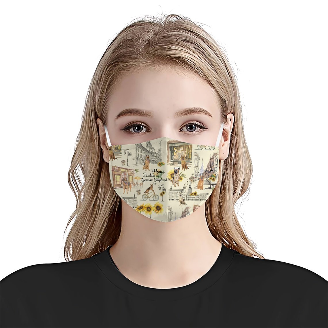 Urban, Sunflower And German Shepherd EZ07 2207 Face Mask