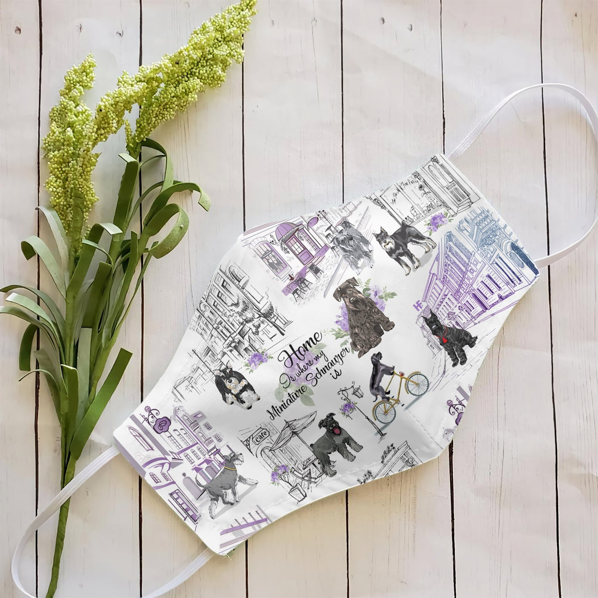 Urban, Sunflower And Miniature Schnauzer EZ07 3107 Face Mask